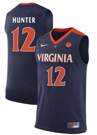 Virginia #12 De'Andre Hunter Navy Blue Basketball Stitched College Jersey