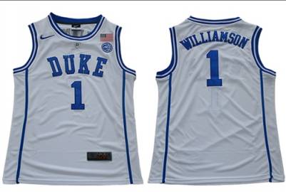 Duke Blue Devils #1 Zion Williamson White Stitched College Basketball Jersey