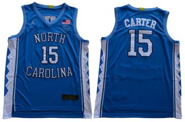 Men's North Carolina #15 Vince Carter Blue Stitched College Basketball Jersey