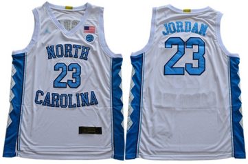 Men's North Carolina #23 Michael Jordan White Stitched College Basketball Jersey