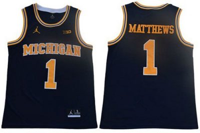 Wolverines #1 Charles Matthews Navy Blue Jordan Brand Stitched College Basketball Jersey