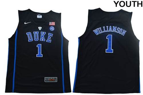 Youth Duke Blue Devils #1 Zion Williamson Black Elite Stitched College Basketball Jersey